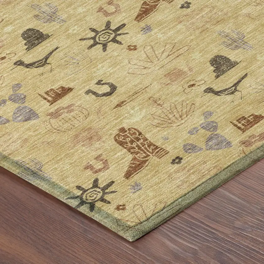 Gold And Orange Cactus Washable Indoor Outdoor Area Rug Photo 5
