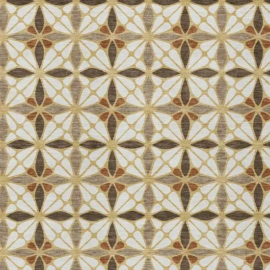 Gold And Orange Geometric Washable Indoor Outdoor Area Rug Photo 2