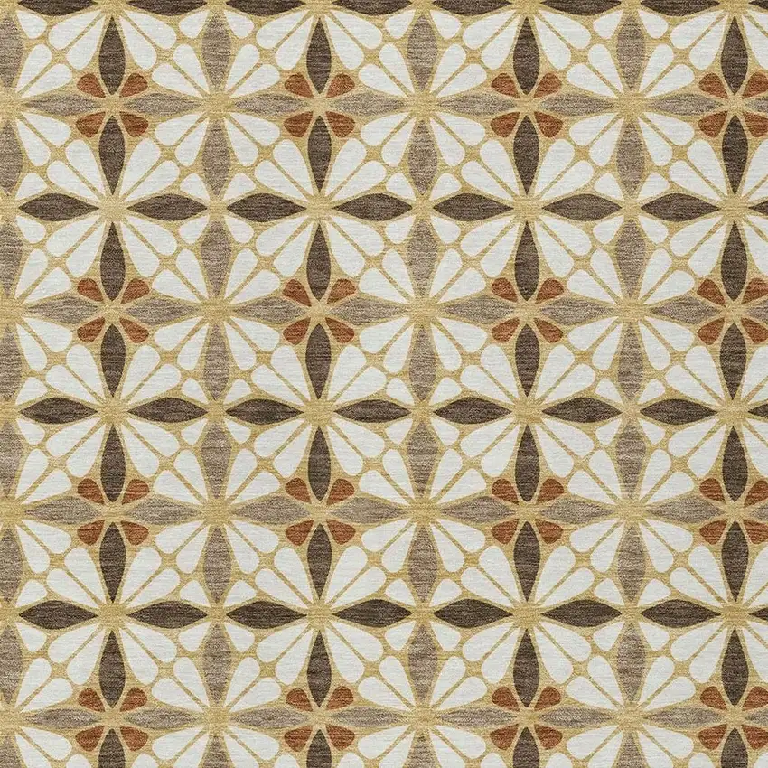 Gold And Orange Geometric Washable Indoor Outdoor Area Rug Photo 2