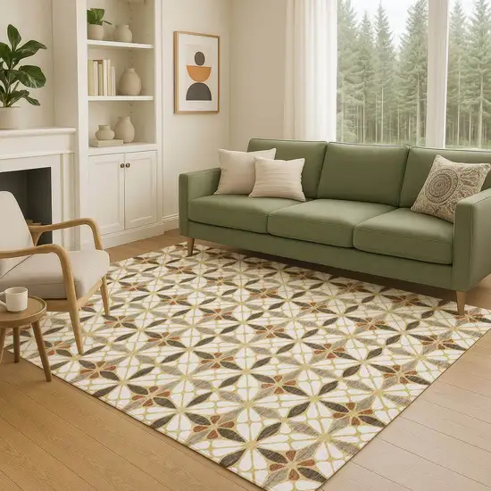 Gold And Orange Geometric Washable Indoor Outdoor Area Rug Photo 5