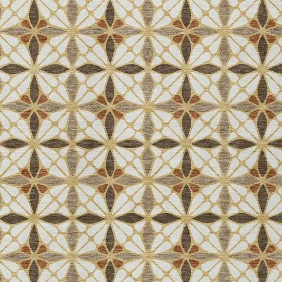 Gold And Orange Geometric Washable Indoor Outdoor Area Rug Photo 2