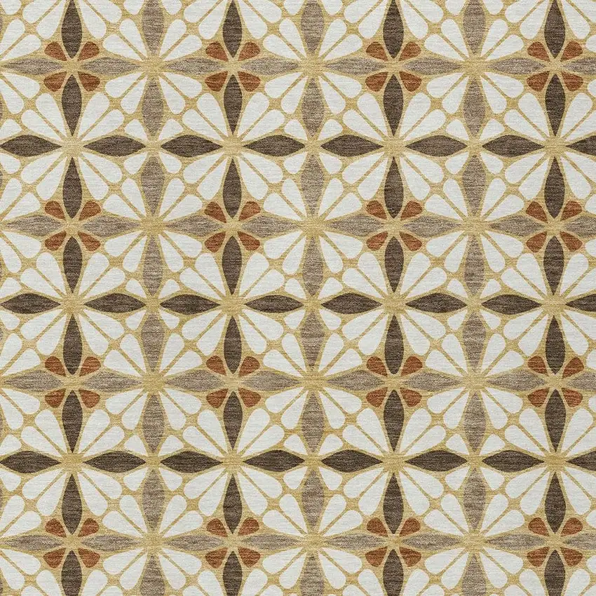 Gold And Orange Geometric Washable Indoor Outdoor Area Rug Photo 2
