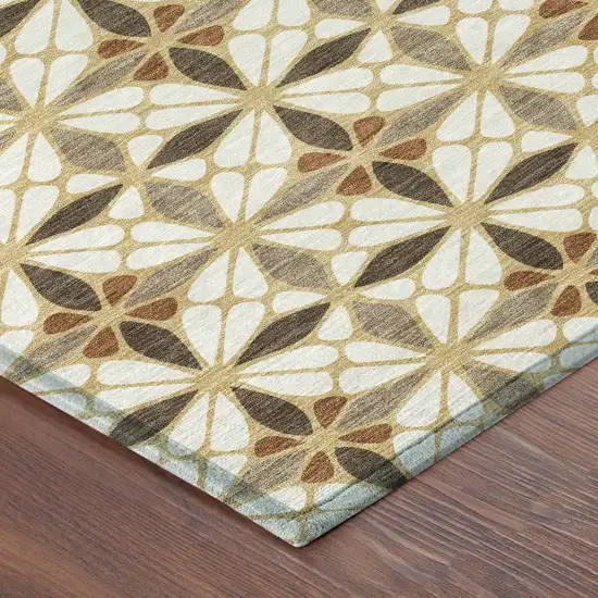 Gold And Orange Geometric Washable Indoor Outdoor Area Rug Photo 8