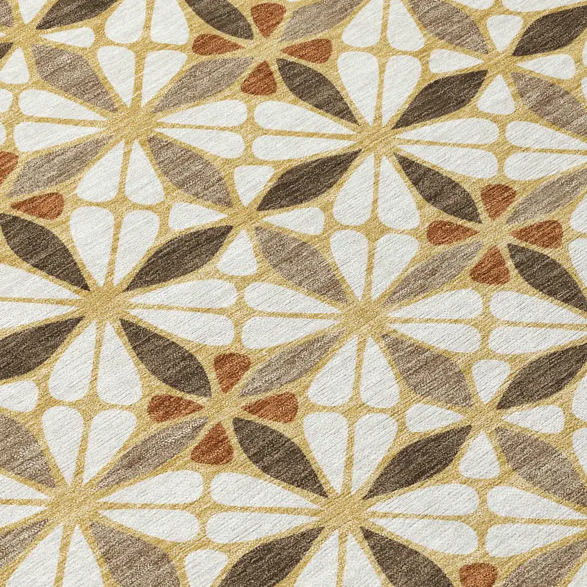 Gold And Orange Geometric Washable Indoor Outdoor Area Rug Photo 9