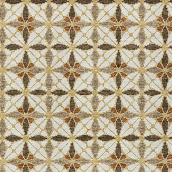 Gold And Orange Geometric Washable Indoor Outdoor Area Rug Photo 2