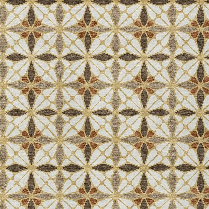 Gold And Orange Geometric Washable Indoor Outdoor Area Rug Photo 2