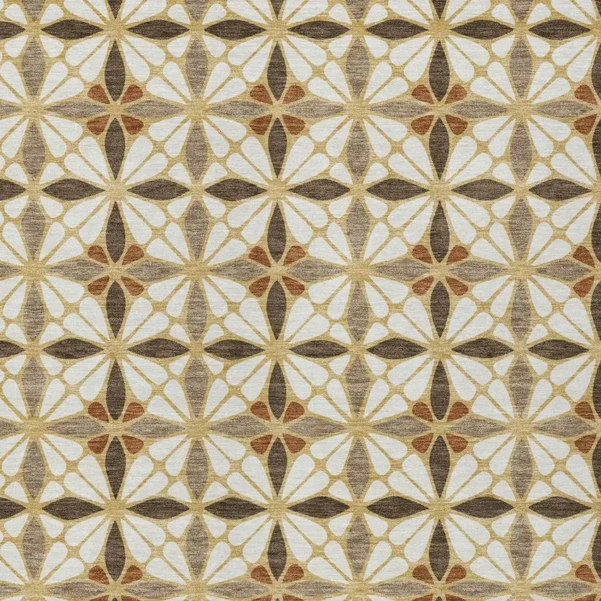 Gold And Orange Geometric Washable Indoor Outdoor Area Rug Photo 2
