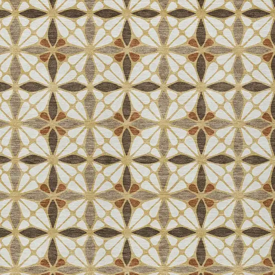 Gold And Orange Geometric Washable Indoor Outdoor Area Rug Photo 2