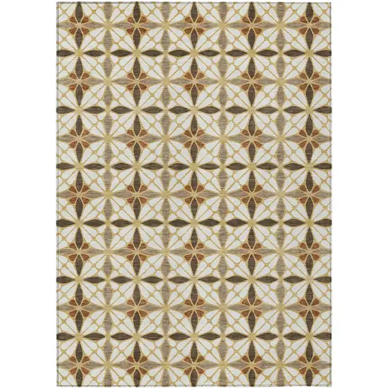 Gold And Orange Geometric Washable Indoor Outdoor Area Rug Photo 1