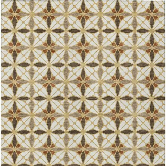 Gold And Orange Geometric Washable Indoor Outdoor Area Rug Photo 3