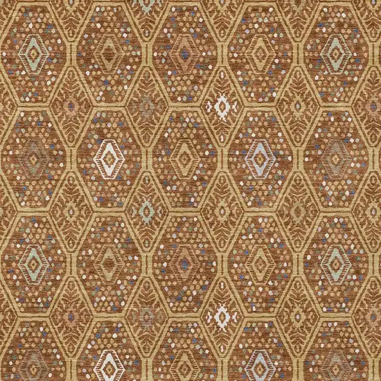 Gold And Orange Geometric Washable Indoor Outdoor Area Rug Photo 2