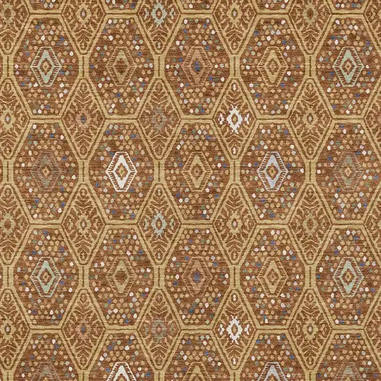 Gold And Orange Geometric Washable Indoor Outdoor Area Rug Photo 2