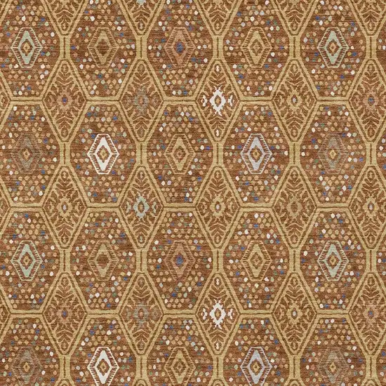 Gold And Orange Geometric Washable Indoor Outdoor Area Rug Photo 2