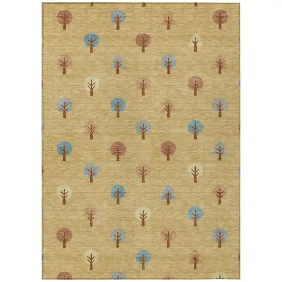 Gold And Orange Geometric Washable Indoor Outdoor Area Rug Photo 2