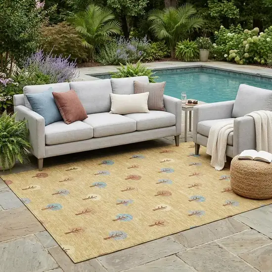 Gold And Orange Geometric Washable Indoor Outdoor Area Rug Photo 1