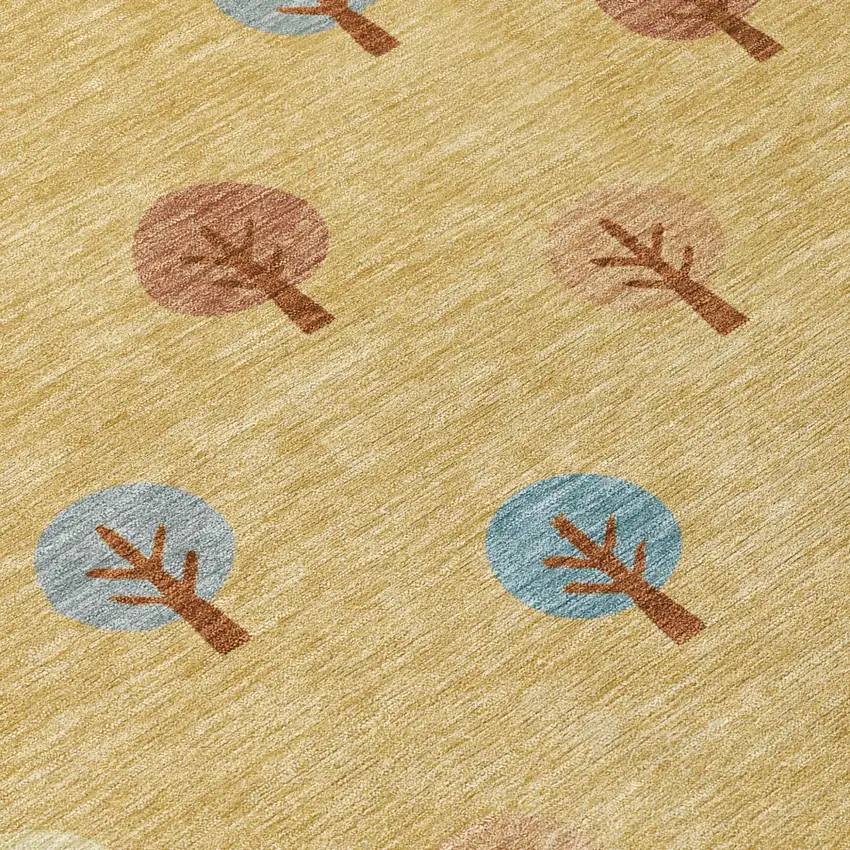 Gold And Orange Geometric Washable Indoor Outdoor Area Rug Photo 6