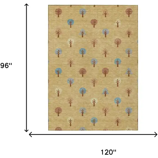 Gold And Orange Geometric Washable Indoor Outdoor Area Rug Photo 7