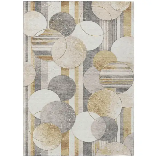 Gold And Pewter Geometric Washable Indoor Outdoor Area Rug Photo 2