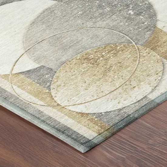 Gold And Pewter Geometric Washable Indoor Outdoor Area Rug Photo 3