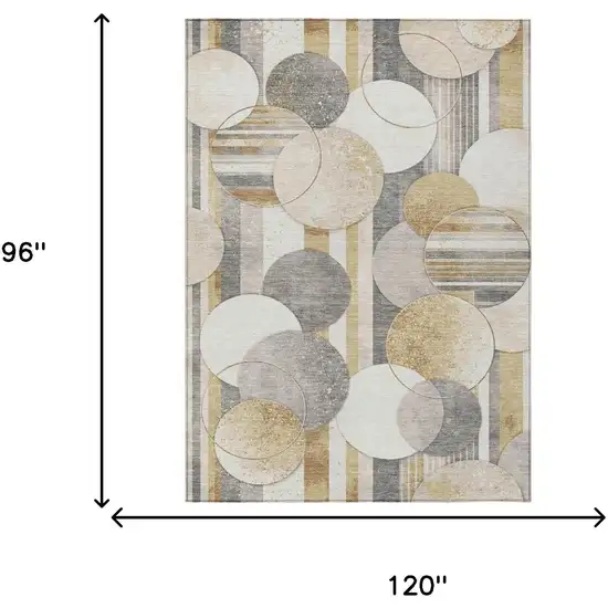Gold And Pewter Geometric Washable Indoor Outdoor Area Rug Photo 5