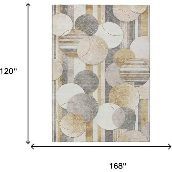 Gold And Pewter Geometric Washable Indoor Outdoor Area Rug Photo 5