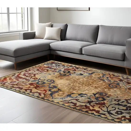 Gold And Red Oriental Area Rug Photo 1