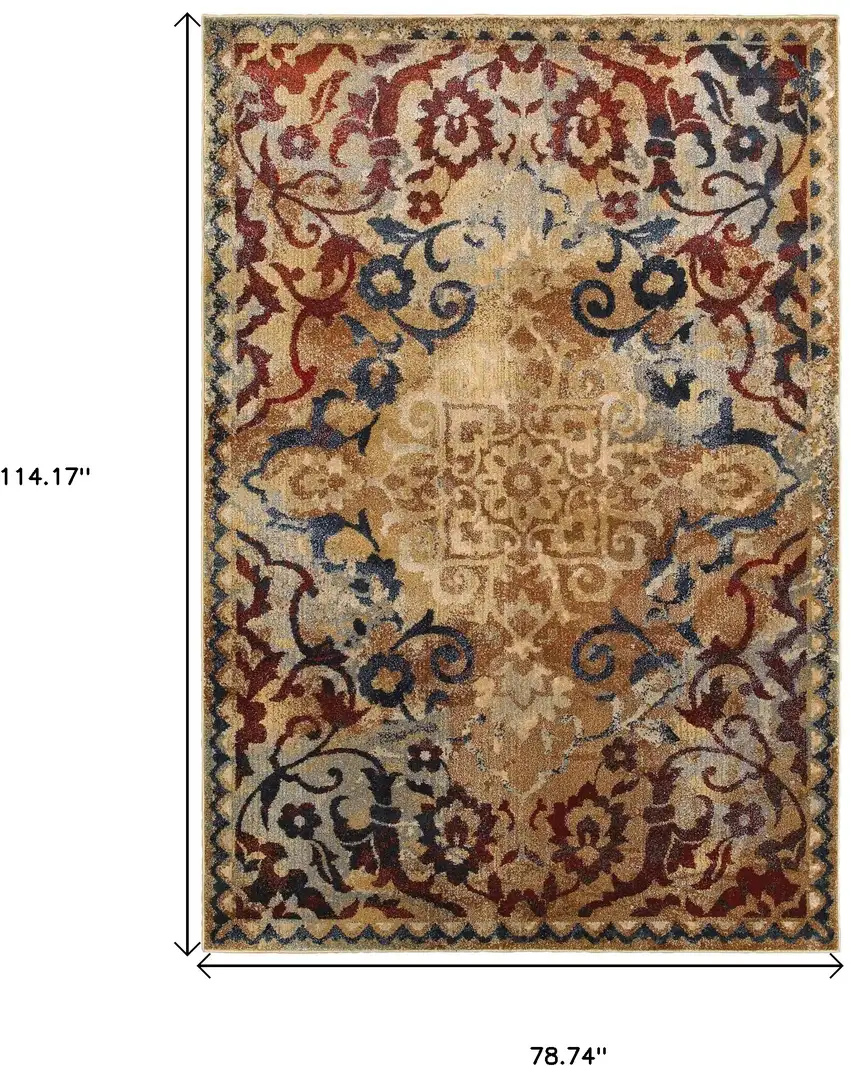 Gold And Red Oriental Area Rug Photo 3