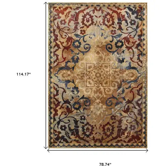 Gold And Red Oriental Area Rug Photo 3