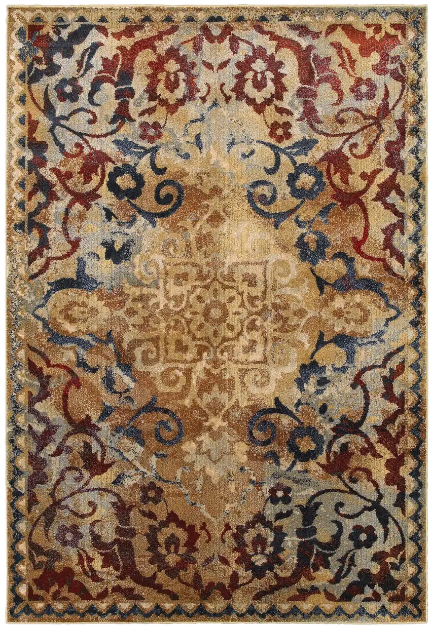 Gold And Red Oriental Area Rug Photo 4