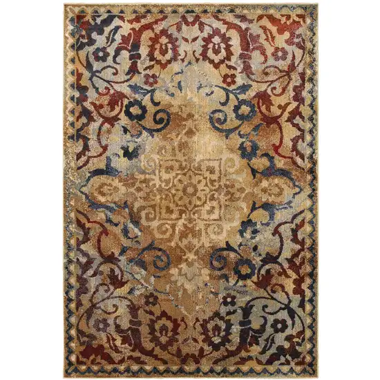 Gold And Red Oriental Area Rug Photo 4