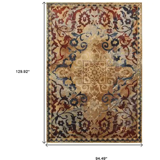 Gold And Red Oriental Area Rug Photo 3