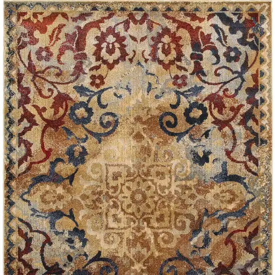 Gold And Red Oriental Distressed Area Rug Photo 4