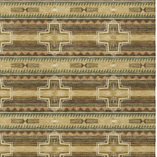 Gold And Red Tribal Washable Indoor Outdoor Area Rug Photo 5