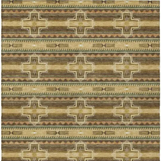 Gold And Red Tribal Washable Indoor Outdoor Area Rug Photo 6