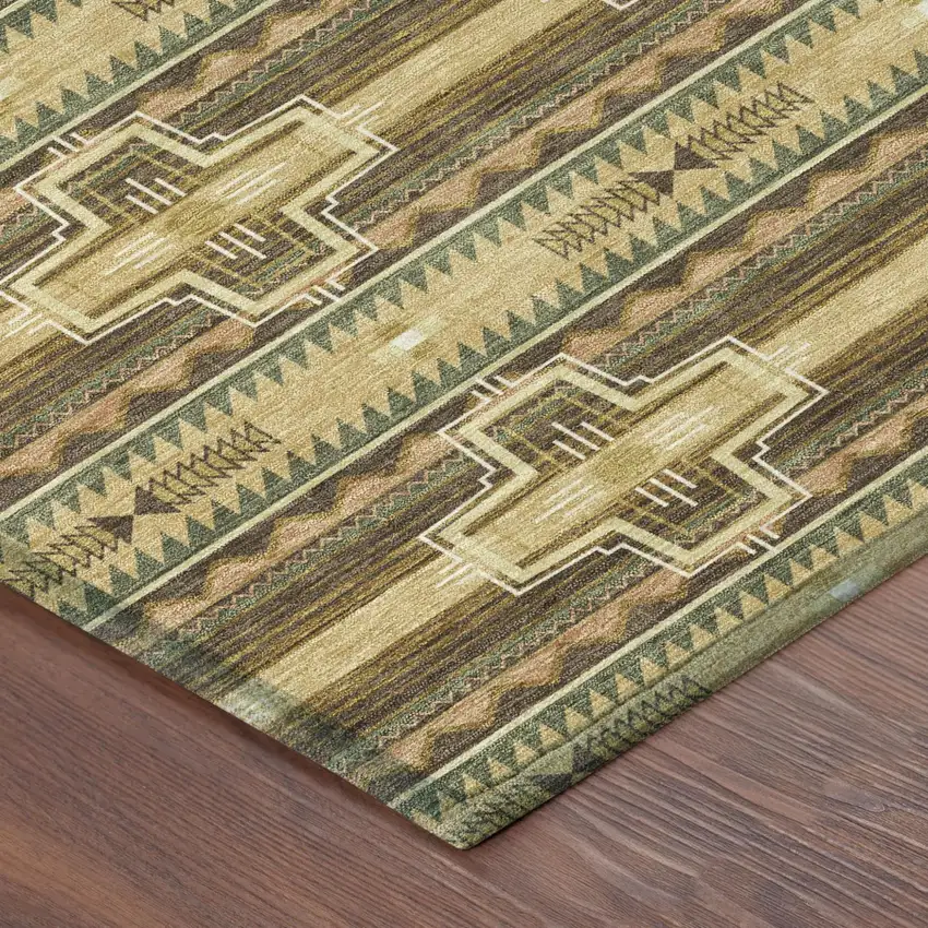 Gold And Red Tribal Washable Indoor Outdoor Area Rug Photo 7
