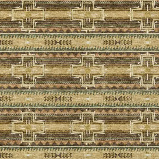 Gold And Red Tribal Washable Indoor Outdoor Area Rug Photo 3