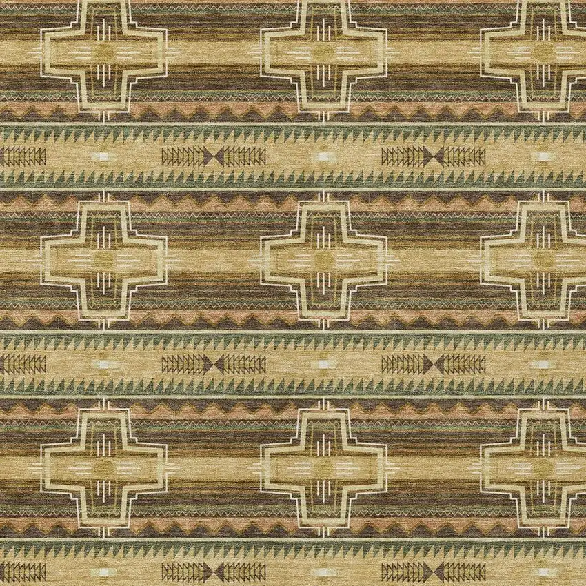 Gold And Red Tribal Washable Indoor Outdoor Area Rug Photo 3