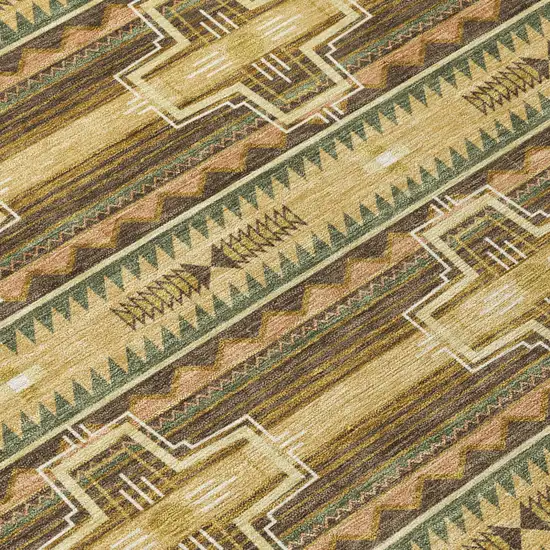 Gold And Red Tribal Washable Indoor Outdoor Area Rug Photo 8