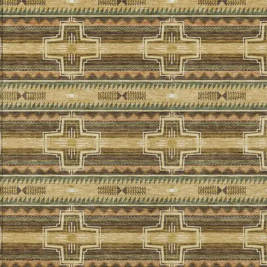Gold And Red Tribal Washable Indoor Outdoor Area Rug Photo 5