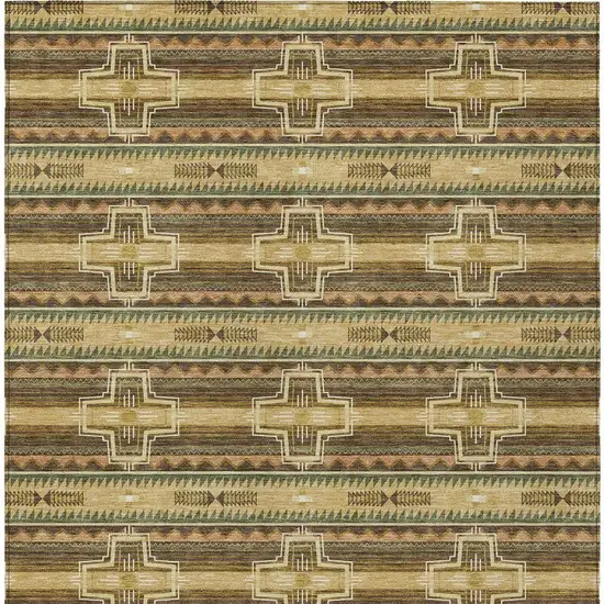 Gold And Red Tribal Washable Indoor Outdoor Area Rug Photo 4