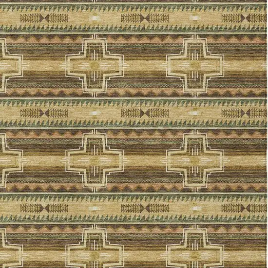 Gold And Red Tribal Washable Indoor Outdoor Area Rug Photo 3