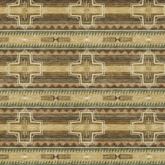 Gold And Red Tribal Washable Indoor Outdoor Area Rug Photo 3