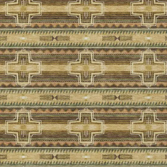 Gold And Red Tribal Washable Indoor Outdoor Area Rug Photo 5