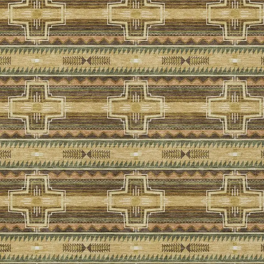 Gold And Red Tribal Washable Indoor Outdoor Area Rug Photo 5