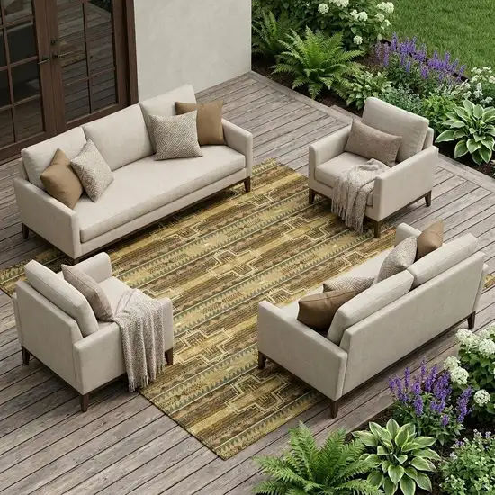 Gold And Red Tribal Washable Indoor Outdoor Area Rug Photo 1