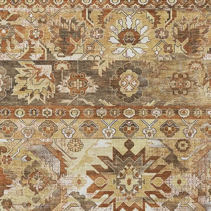 Gold And Saffron Cactus Washable Indoor Outdoor Area Rug Photo 2