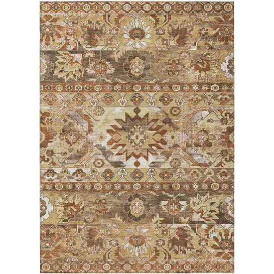 Gold And Saffron Cactus Washable Indoor Outdoor Area Rug Photo 1