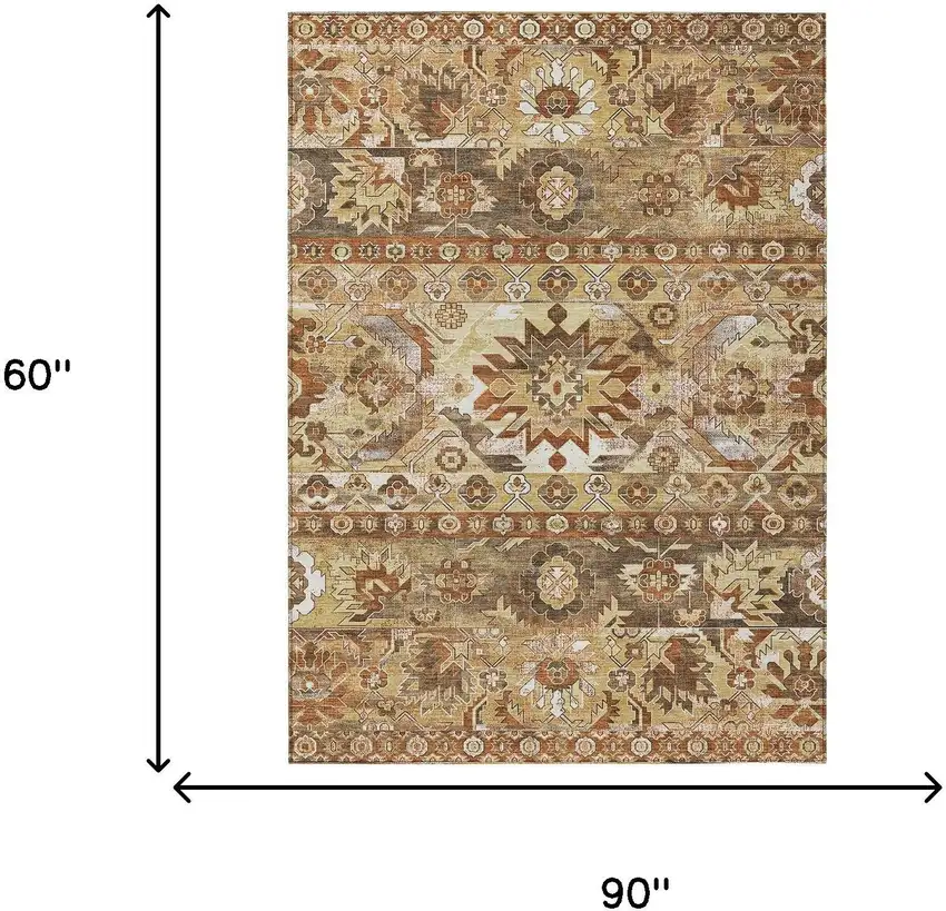 Gold And Saffron Cactus Washable Indoor Outdoor Area Rug Photo 6