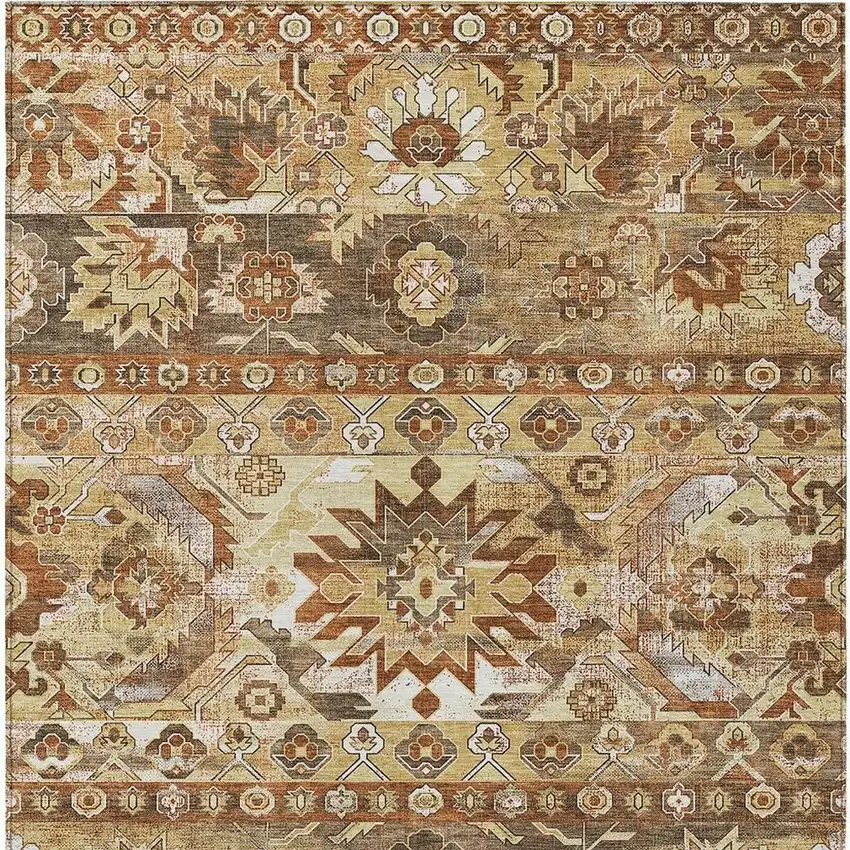 Gold And Saffron Cactus Washable Indoor Outdoor Area Rug Photo 3