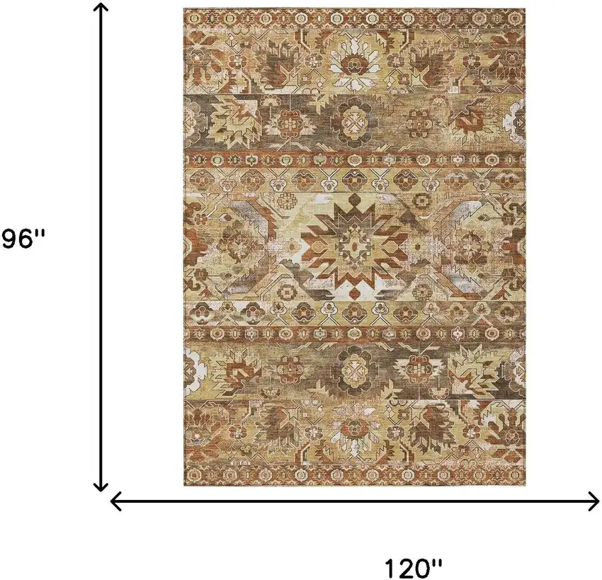 Gold And Saffron Cactus Washable Indoor Outdoor Area Rug Photo 6
